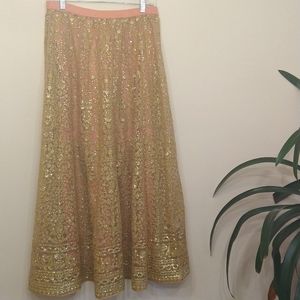 Soft Surroundings 2-pc Gold and Salmon Maxi Skirt. Easily Gold Over ANY Color!